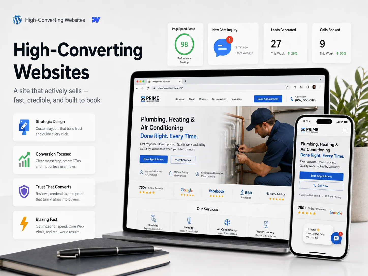 A premium responsive website system shown across desktop and mobile screens