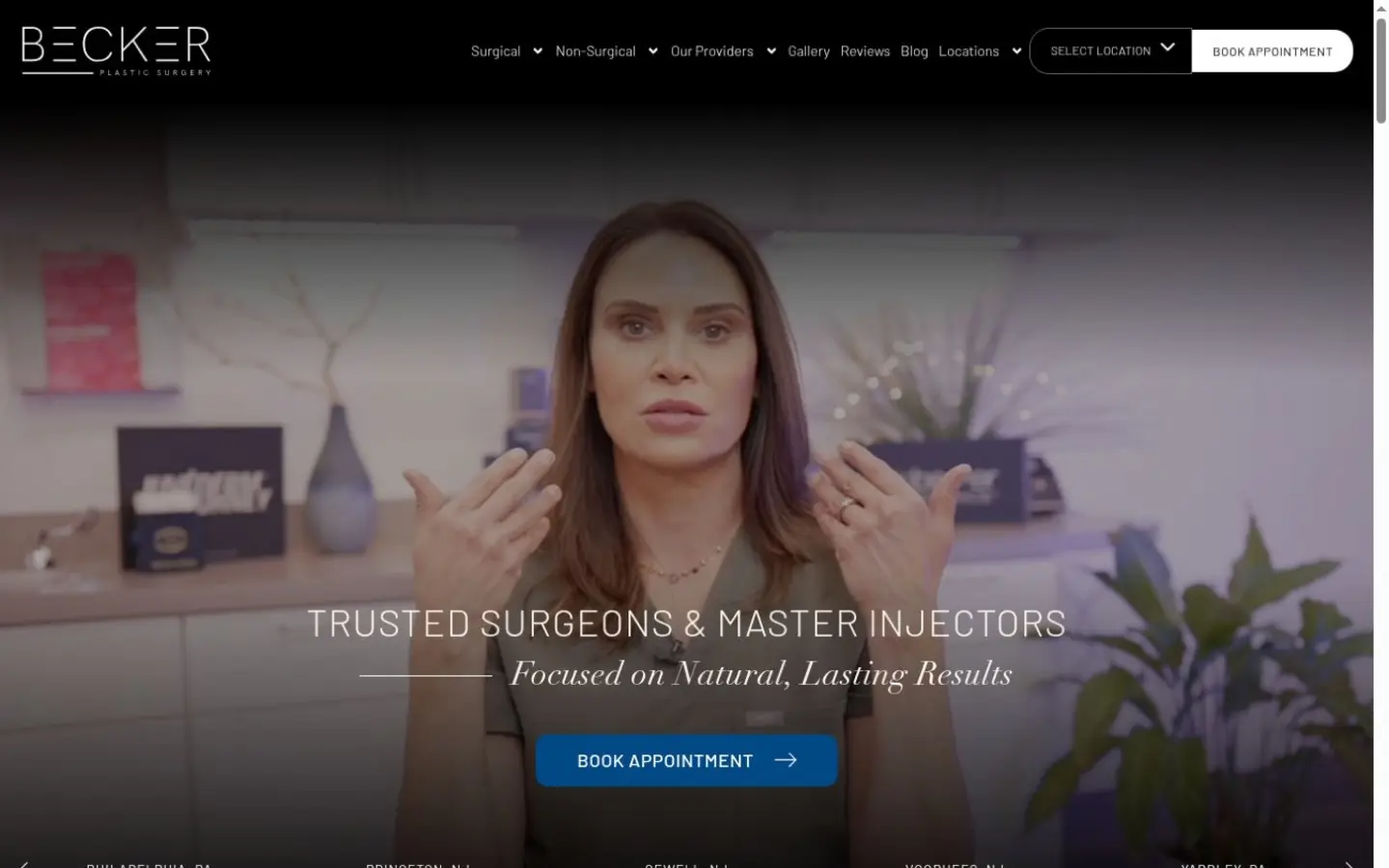 Becker Plastic Surgery website homepage preview