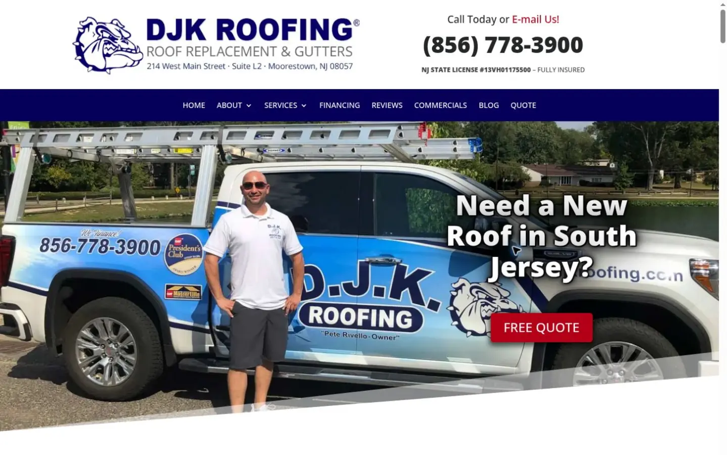 DJK Roofing website homepage preview
